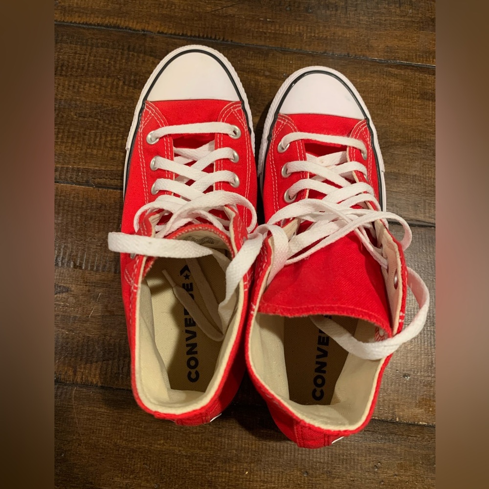 Converse Red and White High-Top Sneakers - Picture 4 of 6